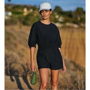 Sweaty Betty Loren Poplin Romper Black Size Large